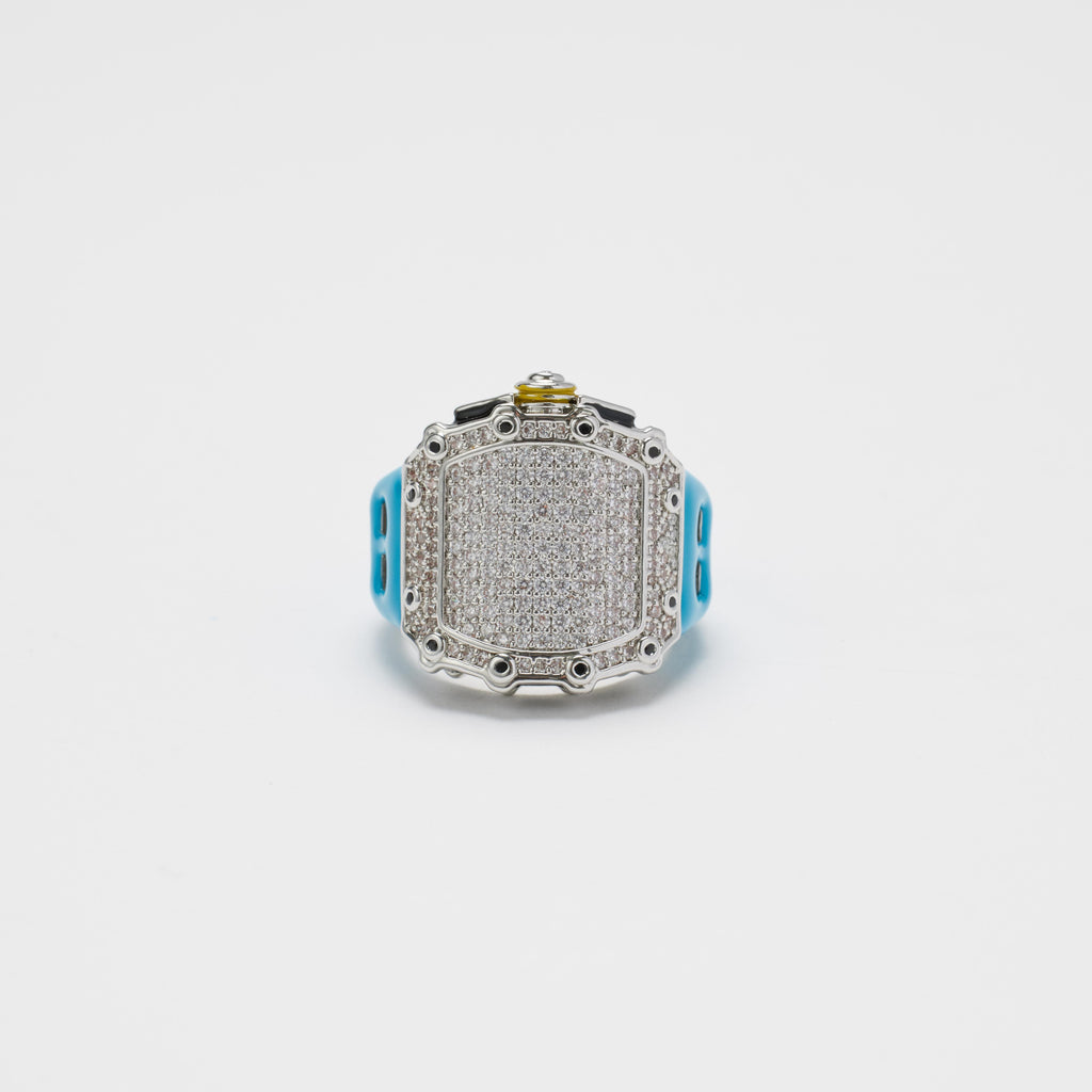 ICE HUE Hip-Hop  Watch Design Brass & Zirconia Ring - Luxury Edgy Jewelry for Men/Women, Unique Streetwear Accessory,Gift for Your Love(With Gift Box)